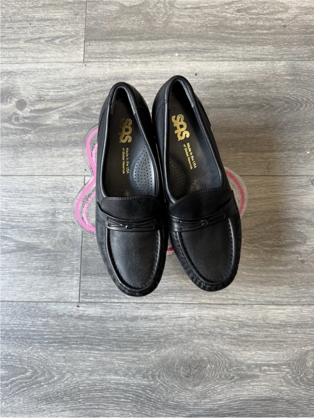 SAS Black Leather Penny Loafers for Women